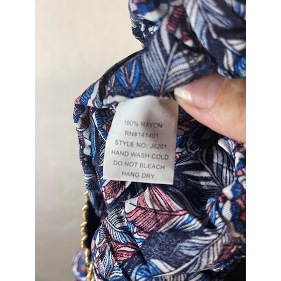 jumpsuit romper shorts tie around neck floral blue elastic waist & top M READ - Picture 9 of 9